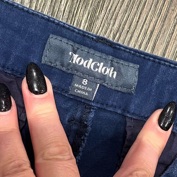 Modcloth Richmond Pants Mid Rise Front Seams Straight Leg Navy Blue Size 8 - Picture 7 of 11